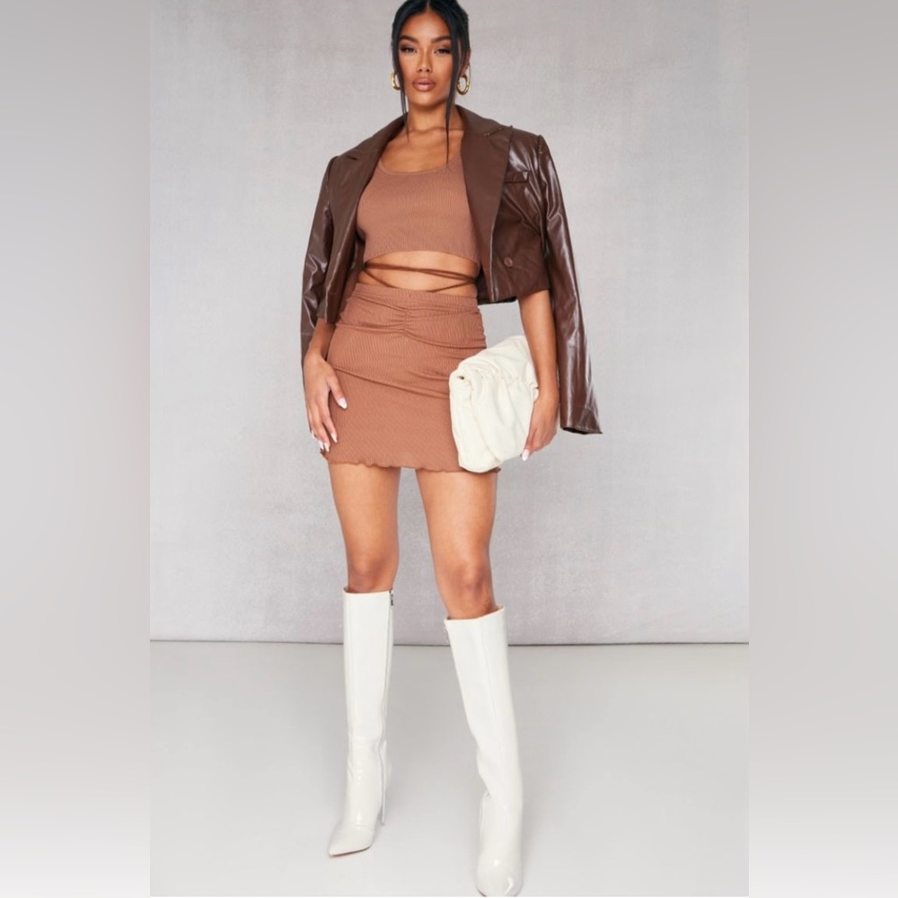 PrettyLittleThing Brown Pencil Skirt